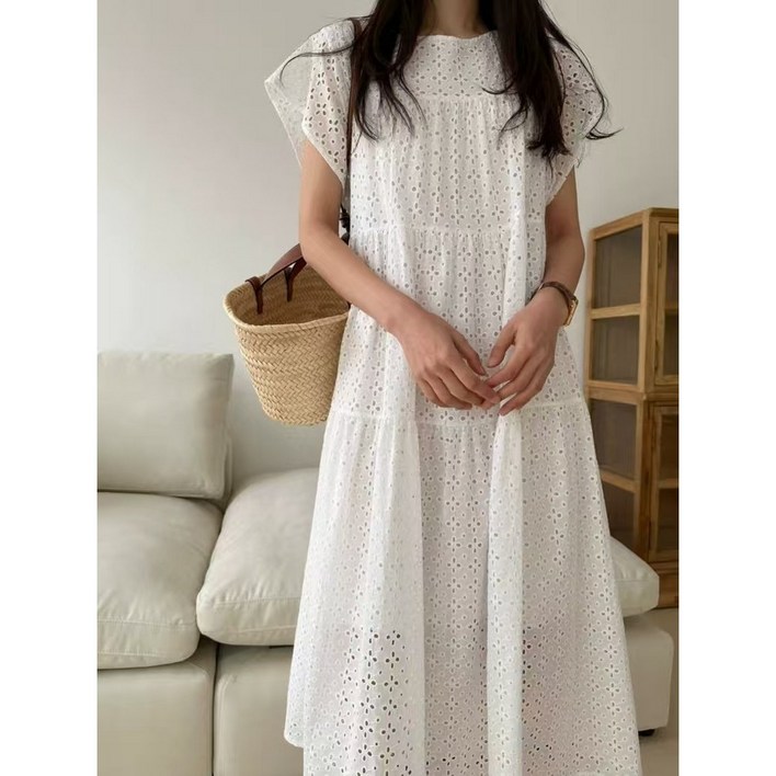 JoYouth 여름 휴양지 등하원 마실룩 체형커버 펀칭 자수 원피스