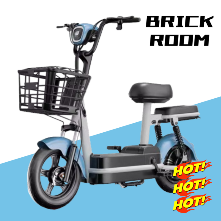 BRICKROOM 전동 스쿠터 자토바이 전기 팻바이크 2인용 출퇴근 자전거 배터리 분리형, 블루