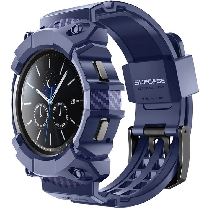 SUPCASE 갤럭시 워치4 클래식 46mm 러기드 일체형 보호 스트랩 밴드, 블루