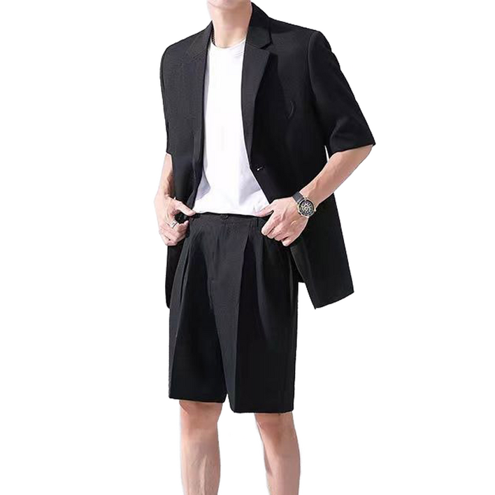 셀럽당 여름 남성용 반팔 반바지 정장 세트 반팔