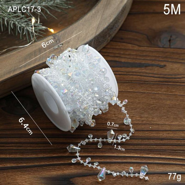 크리스마스 비즈 방울 투명 줄 샹들리에 소품 악세서리 오너먼트 인테리어 장식 파티 데코