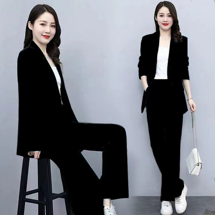 SALE-NEW 여성정장 오피스룩 세미정장 여성 정장 세트 투피스 여자정장 여성 정장 자켓 여성정장바지 세미와이드 빅사이즈여성정장 소프트 원단 6XL