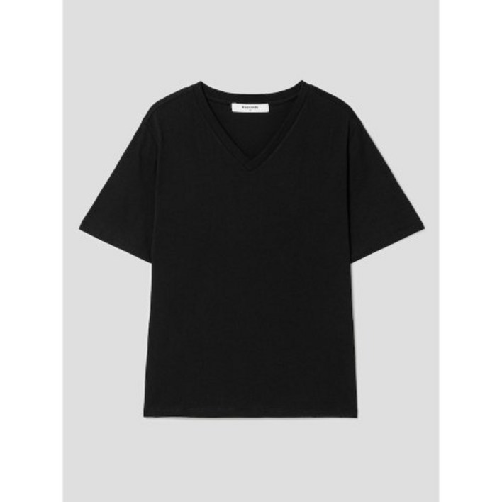 8 seconds 베이직 브이넥 반소매 티셔츠 - 블랙
