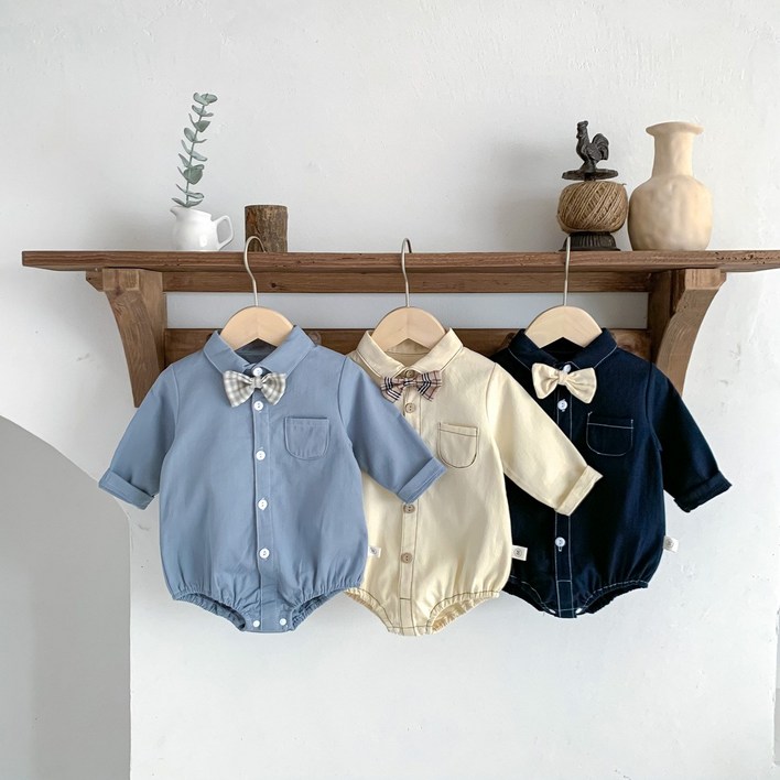 로이앤한나 3개월 6개월 9개월 백일 돌 남아 정장 긴팔 셔츠 보타이 슈트