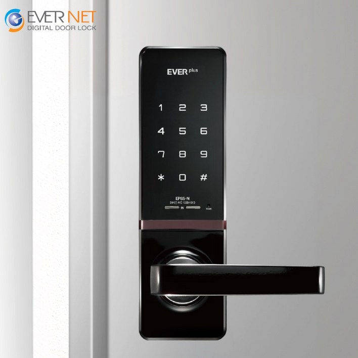 에버넷 무타공 도어락 현관 번호키 에버플러스 EP85 블랙 번호전용,카드, 고객직접설치, EP85N 번호전용