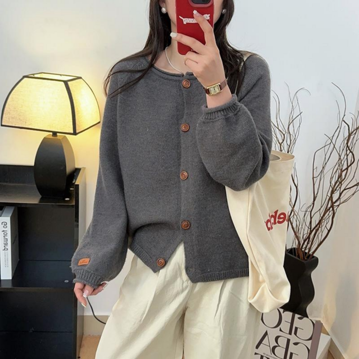 플럭시아 어디에나 잘 어울리는 데일리 돌돌 무지 가디건
