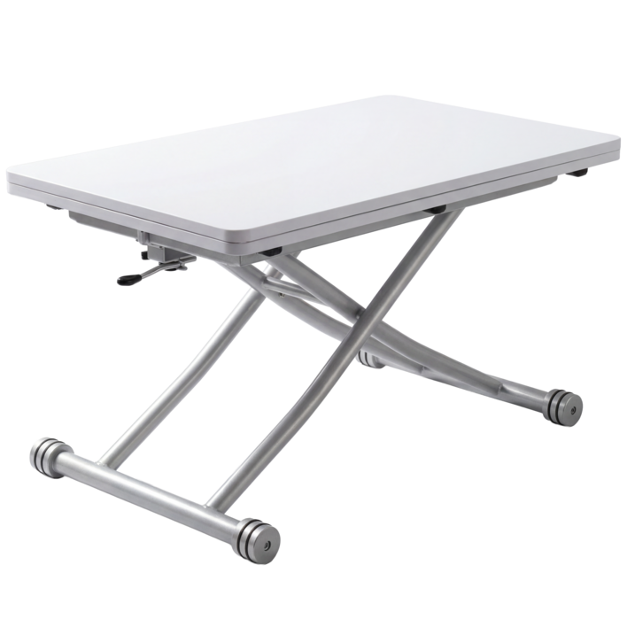 브릭룸 트랜스폼 높이조절 거실 리프트업 테이블 확장형 폴딩 접이식 식탁 탁자, 화이트