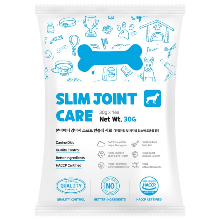 본아페티 강아지 관절 다이어트 슬림앤조인트케어 반습식 소프트 사료 샘플, 다이어트체중감소, 30g, 1개