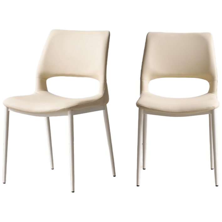 샤프 허리편한 식탁의자 카페 실리콘 가죽 화이트 의자, 아이보리, 2개