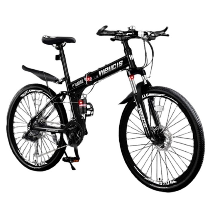 킥치코 접이식 MTB자전거 고성능 산악 출퇴근 성인 학생 입문용 가성비 남녀공용 주니어, 1개, 61cm, 스포크 휠 블랙앤 화이트