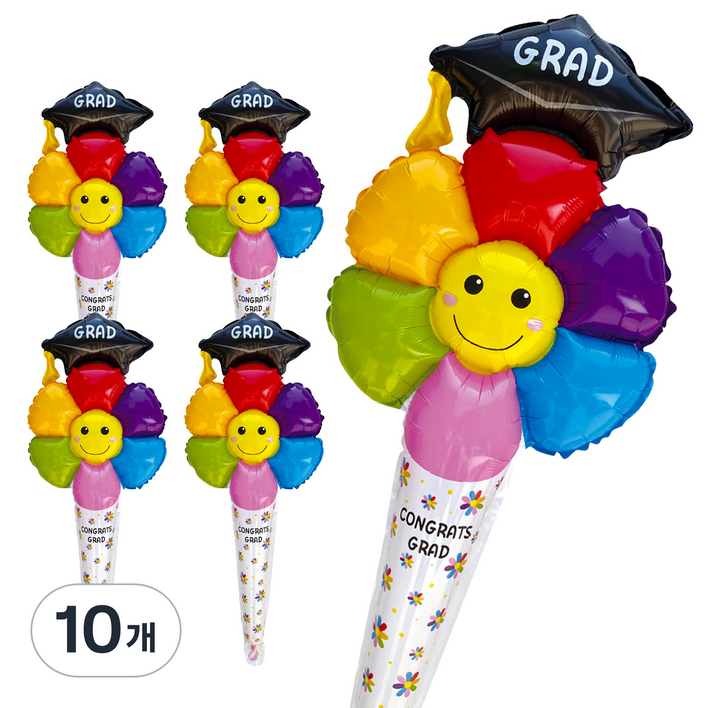 메무모 졸업 학사모 데이지 막대풍선 세트