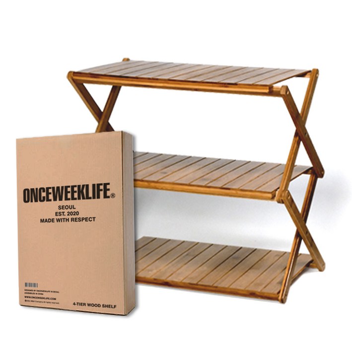 원스위크라이프 우드쉘프 캠핑선반, 단일 색상, 3단, 1개