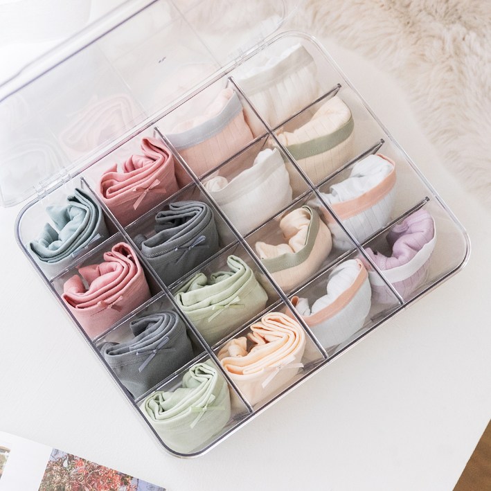 리빙공감 DIY 덮개형 아크릴 정리함 속옷 양말 수납함