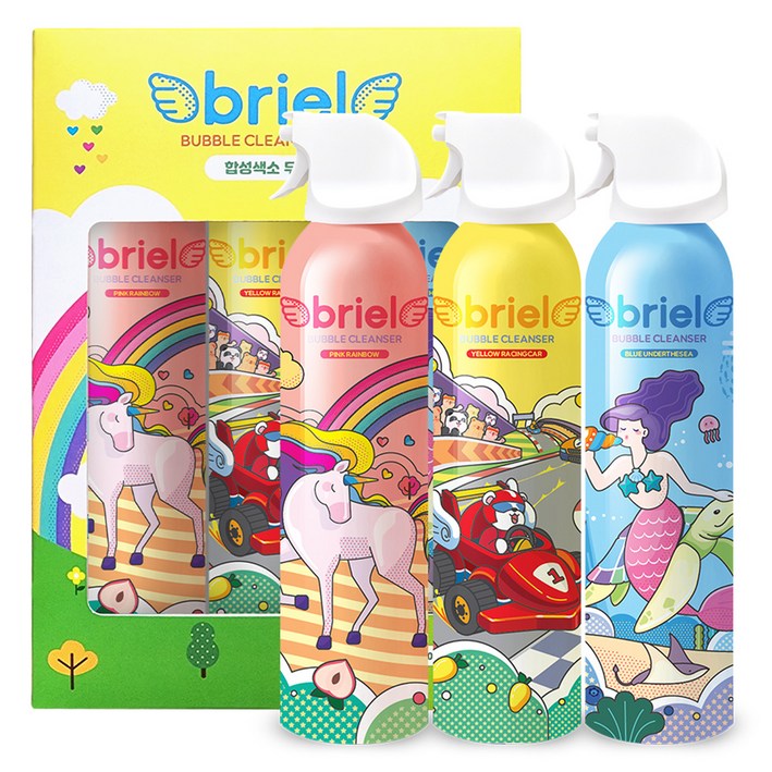 디보트브리엘 버블클렌저 핑크+블루+옐로우 200ml 3종 세트, 1개