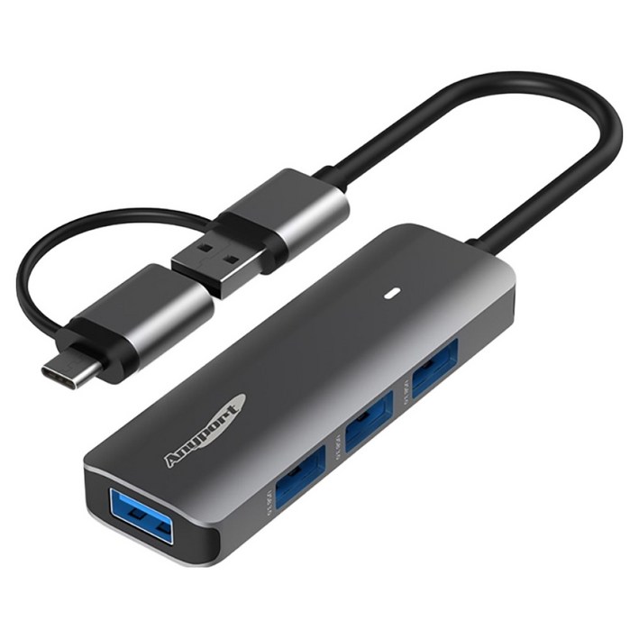 애니포트 4포트 C타입 USB 3.0 4 in 2 노트북 맥북 멀티허브 APTC41UH, 블랙, 1개 애니포트 4포트 C타입 USB 3.0 4 in 2 노트북 맥북 멀티허브 APTC41UH, 블랙, 1개