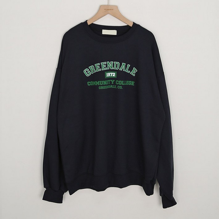 마이시즌 여성용 그린데일 배색 프린팅 맨투맨