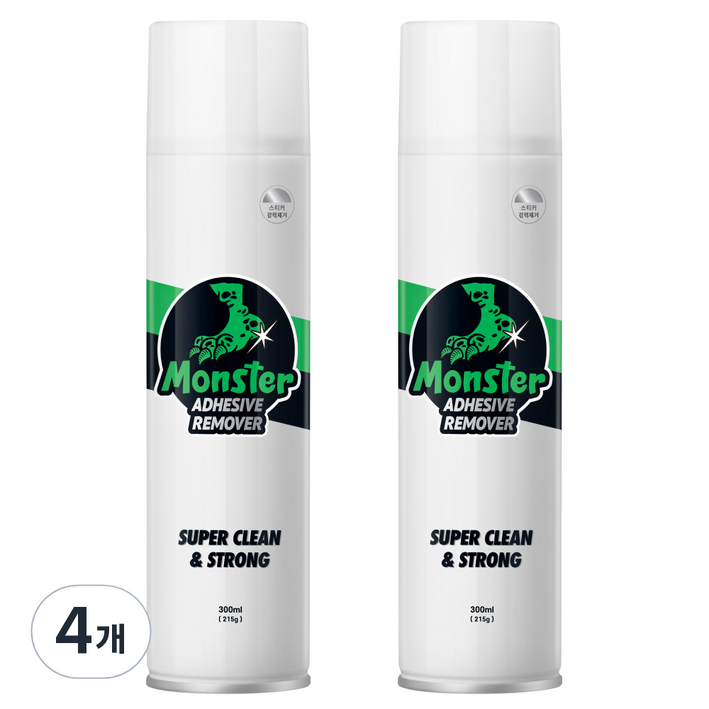 몬스터클리어겔 초강력 끈끈이 접착제 테이프 자국 차량 스티커 제거제 300ml, 4개