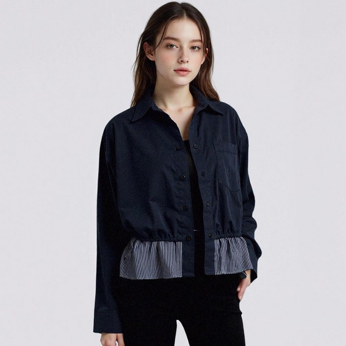 부루앤쥬디 여성용 ST 배색 레이어드 점퍼 셔츠 BORISH508B