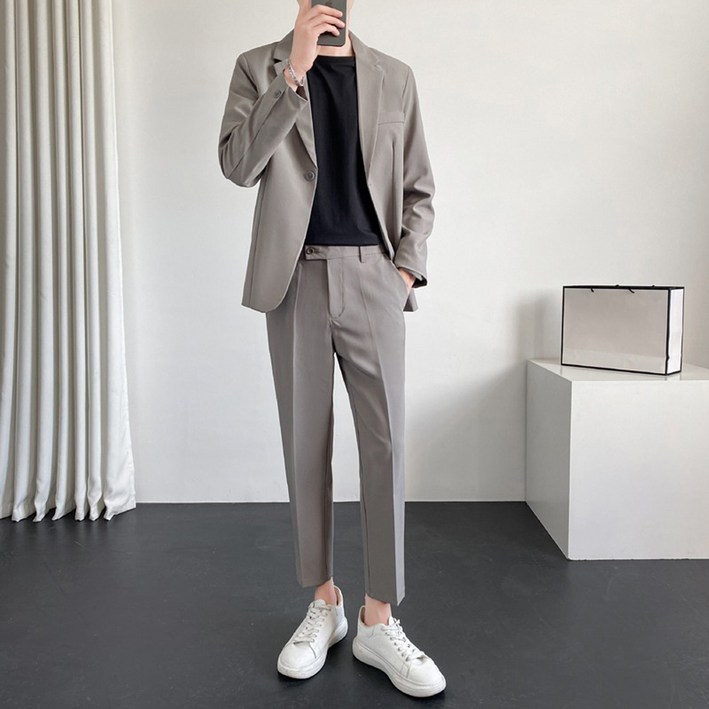 남성용 인피어스 비즈니스 캐주얼 수트 자켓  긴바지 세트