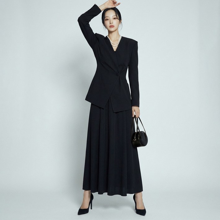 페이퍼먼츠 세르니 우아 노카라 자켓 롱 스커트 세트 13925