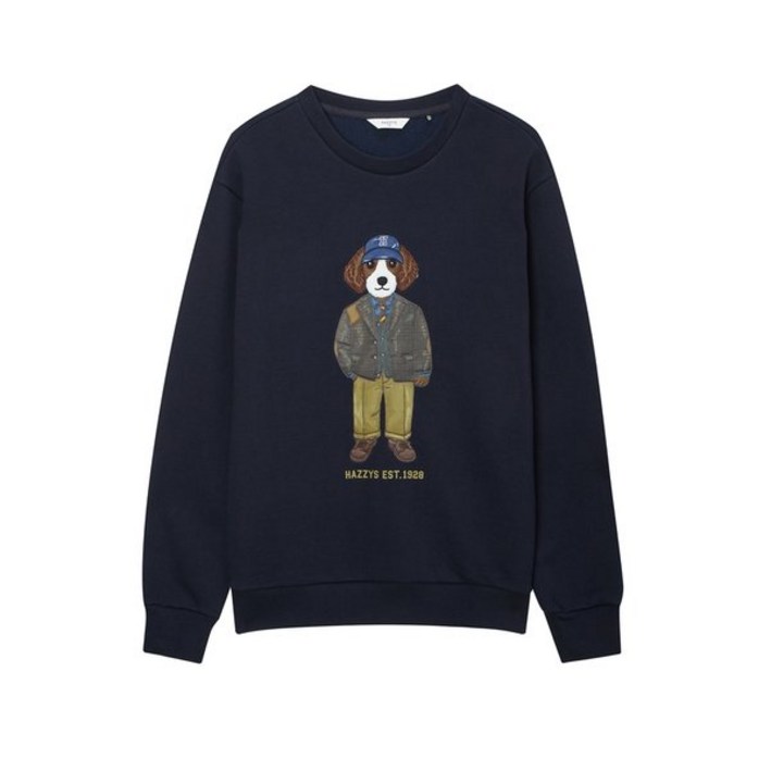 24FW [시즌오프][해리] 네이비 클래식 해리 그래픽 맨투맨 HZTS4D752N2