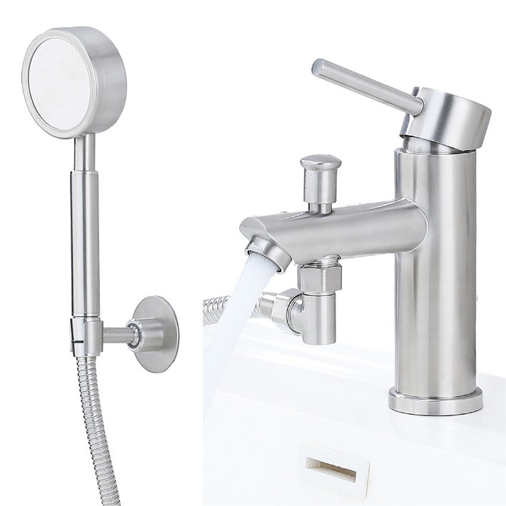 준앤코 HF01 스테인리스 세면샤워수전 샤워겸용 세면대 수도꼭지 원홀