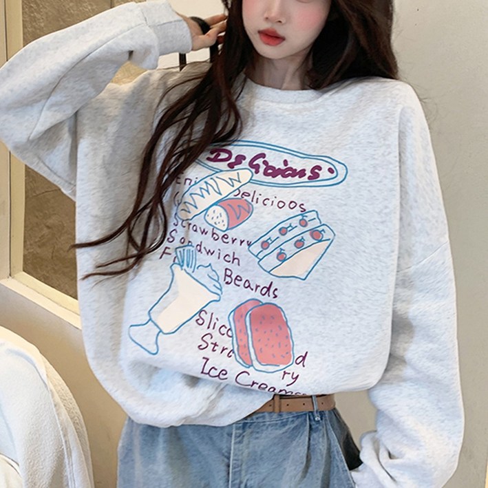 메이킹유 귀욤아방핏 쏘큐트 프린팅 라운드 긴팔 티셔츠 루즈핏 데일리 간절기룩 캐주얼 1674디저트맨투맨 메이킹유 귀욤아방핏 쏘큐트 프린팅 라운드 긴팔 티셔츠 루즈핏 데일리 간절기룩 캐주얼 1674디저트맨투맨