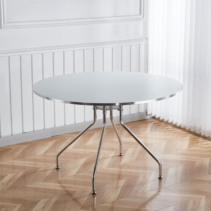 룬트 원형테이블 미드센츄리 모던 크롬 식탁 3size