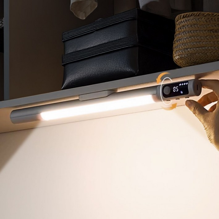 파카이라이트 잔여배터리표시 대용량 원통형 무타공 충전 LED 센서등, 1개, 실버