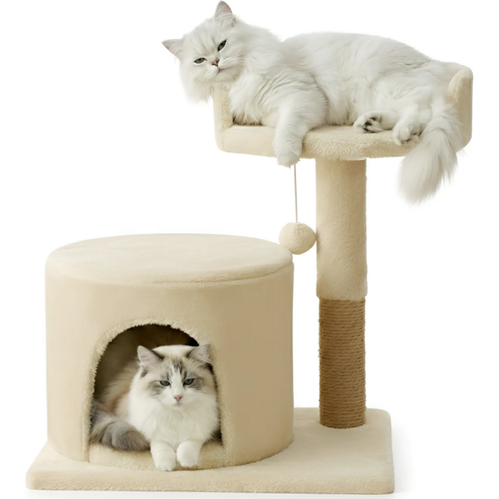 펫밈랩 심플 소형 캣타워 숨숨집, 1개, 아이보리