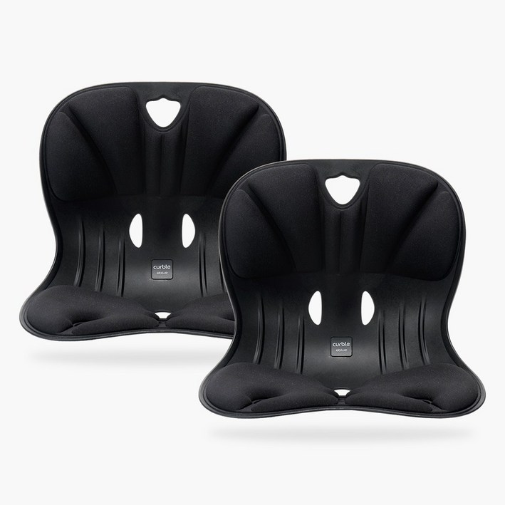 [2개 세트] 커블체어 와이더 - 바른자세 좌식 의자 허리 등받이 앉은뱅이 자세교정, 블랙+블랙