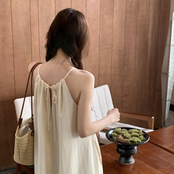 자체제작리조트룩 끈소매 나시원피스휴양지원피스슬리브리스쉬폰여름뷔스티에해변룩동남아임부복캉캉롱키작녀빅사이즈임산부직잭팟태국여행신혼여행레이어드원피스