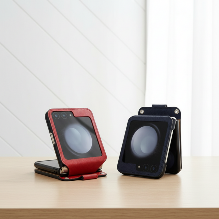 갤럭시z플립3/4/5/6/7케이스 천연소가죽케이스 카드포켓 키링 국내제조