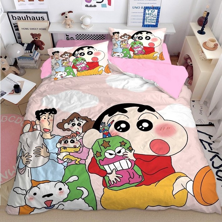 크레용 신짱 침구세트 면 4세트 캐릭터 이불 간절기 여름 에어컨 이불 침대 시트 이불