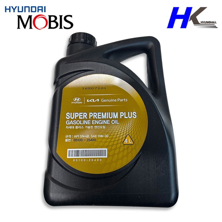 현대모비스 슈퍼프리미엄 플러스 엔진오일 0w30 051002S100 / 051002S400, 4L, 1개, 0w30