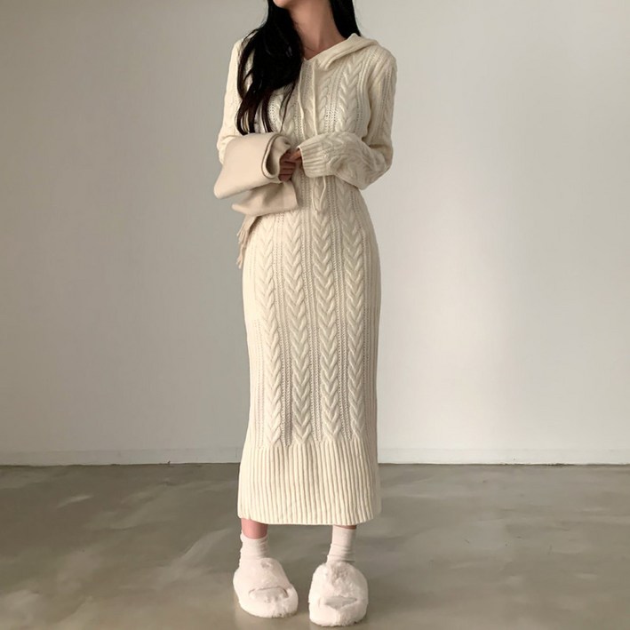 대디맘꽈베기 후드 롱원피스
