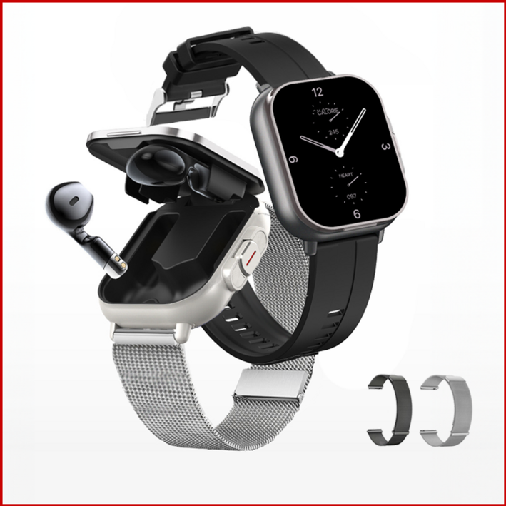 Cedcer 스마트워치 블루투스 이어폰 내장 TWS JR225 마그네틱 메탈 스트랩