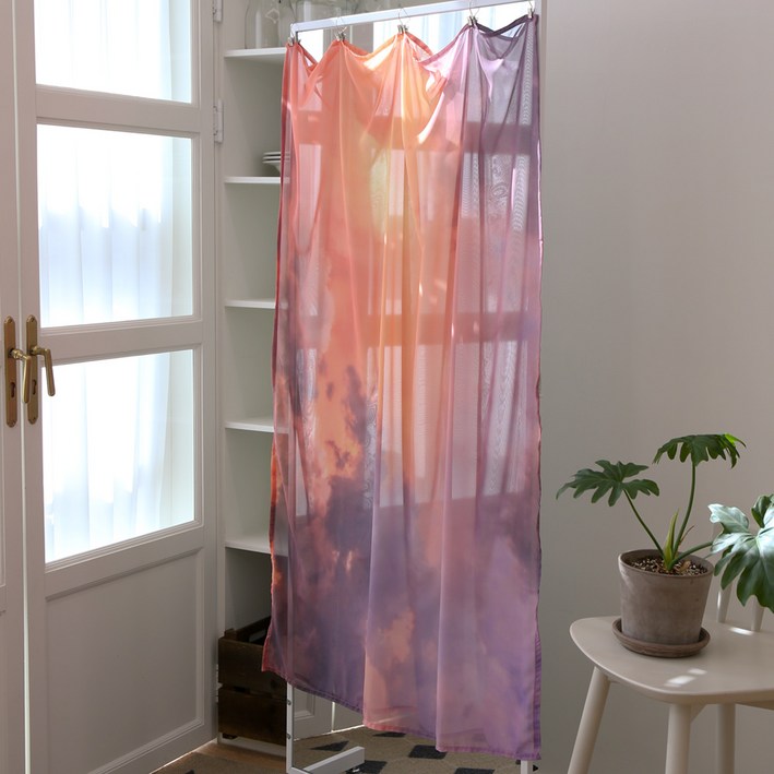 풍경 쉬폰 바란스커튼 패브릭 창문 가리개 가림막천