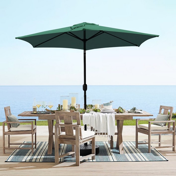 대형 파라솔 꺾임 캠핑 낚시 비치용 야외 휴대용 파라솔 받침대 포함 6~8인용 그늘막, 그린