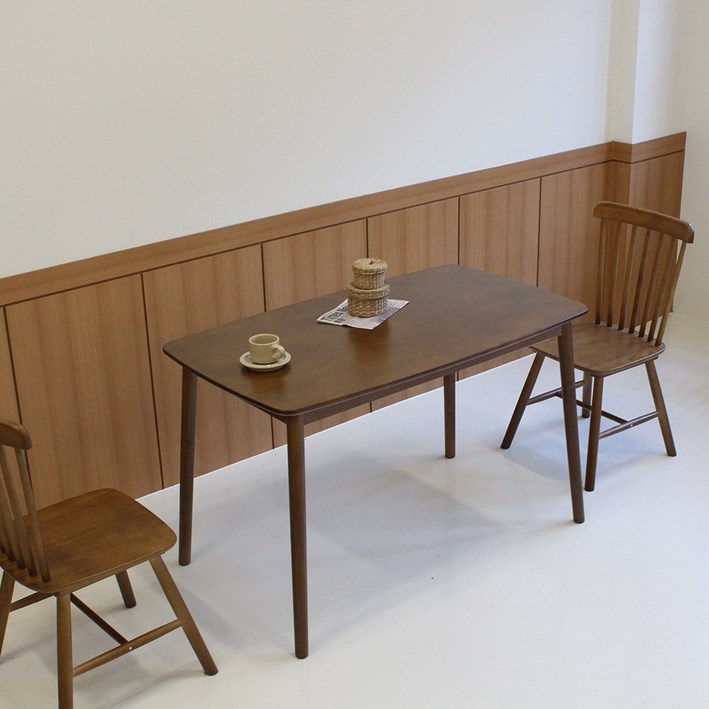 소프트 4인테이블 1150 고무나무 원목 식탁 업소 식당 가게, 4인용, 월넛