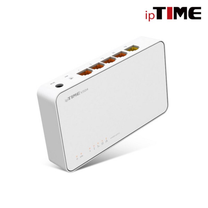 iptime 유선공유기 5포트 V504+렌케이블 CAT6  패키지