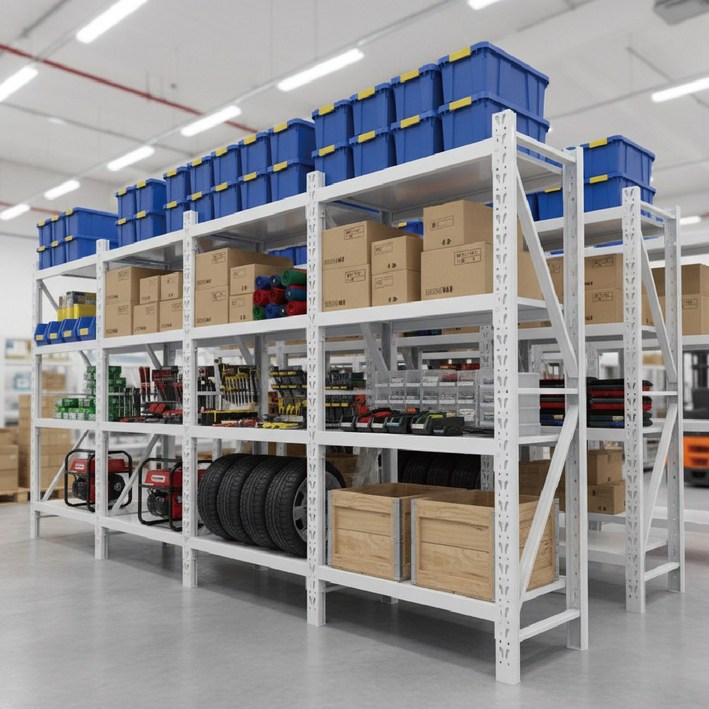 라이트 킹콩랙 튼튼한 단당하중 150kg 공장 창고용 철제선반 무볼트 조립식 경량랙 선반, 4단, 화이트