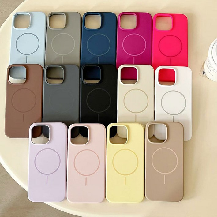 아이폰 17 에어 16 15 프로 맥스 심플 단색 컬러 무지 마그네틱 맥세이프 호환 무선 충전 무광 매트 슬림 소프트 실리콘 휴대폰 케이스