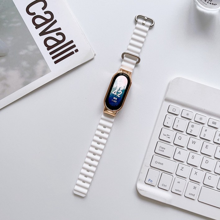 포유 실리콘 아이스크림 샤오미 미밴드 7 5 6 호환 스트랩 시계줄 루프 밴드 줄