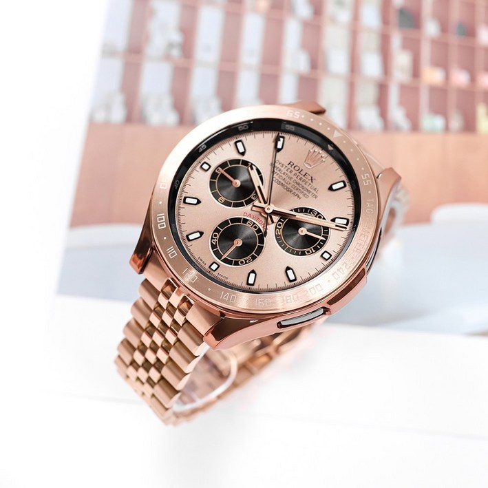 타임스토리 갤럭시워치5 4 호환 7선 날개형 메탈 스트랩, 로즈골드