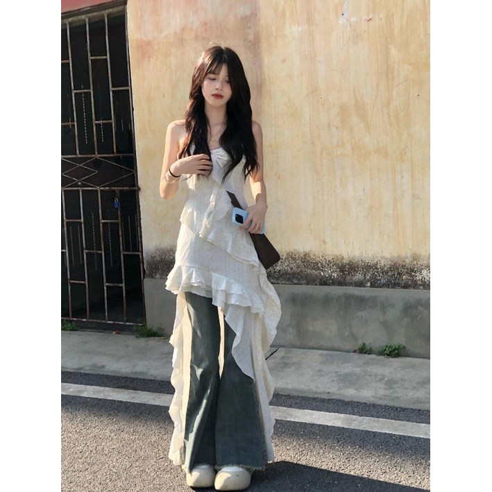 [빅사이즈 플라워] 가을 원피스 뷔스티에 롱 원피스 레이어드