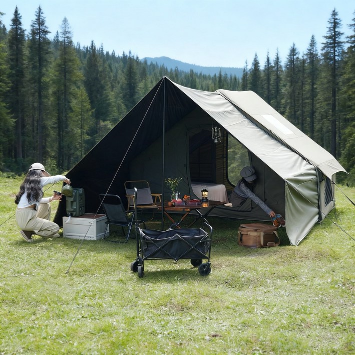 에어 텐트 패밀리 럭셔리 에어 캠핑 텐트 야외 캠핑 에어 텐트, 7-8인용 넉넉한 용량으로 빠른 설치, 사계절 이용, 오버사이즈 천장, 캠핑 및 야외 탐험에 적합, 5-8, 녹색