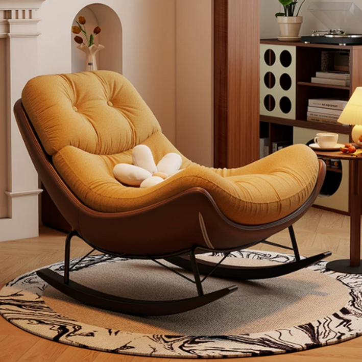 리베누아 Libenoir 프리미엄 1인용 럭셔리 흔들의자 리클라이너 스윙체어 안락의자 독서의자 쇼파, 1개, 7. 옐로우  브라운