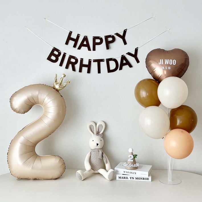 연지마켓 두돌 생일 파티 용품 세트 세 돌 풍선 생일상 (레터링포함), 1세트