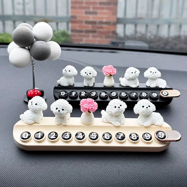 차량용 강아지 동물 피큐어 캐릭터 주차 전화 번호판 알림판